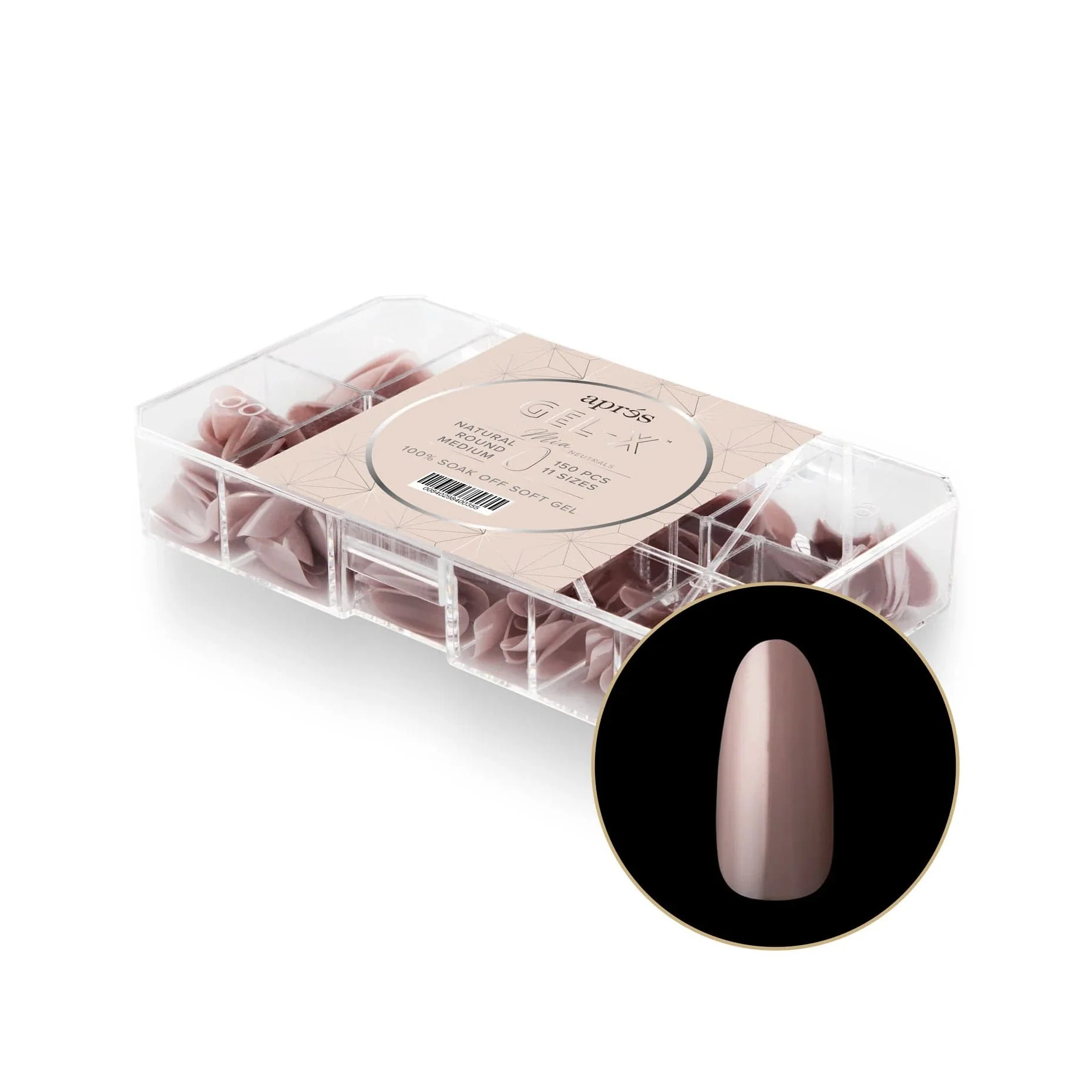 Apres Gel X™ NEUTRALS  Box of 150pcs Mia Natural Round Tips - Image 2
