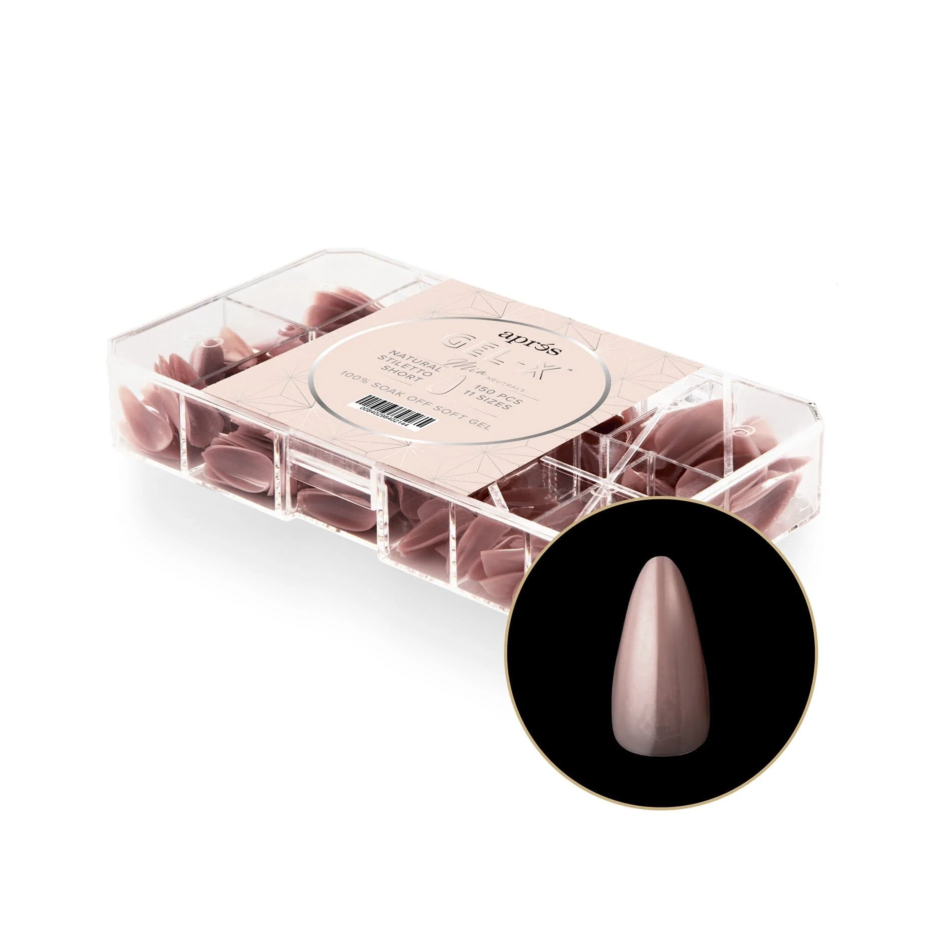 Apres Gel Xâ„¢ NEUTRALS Box of 150pcs Mia Natural Stiletto Tips
