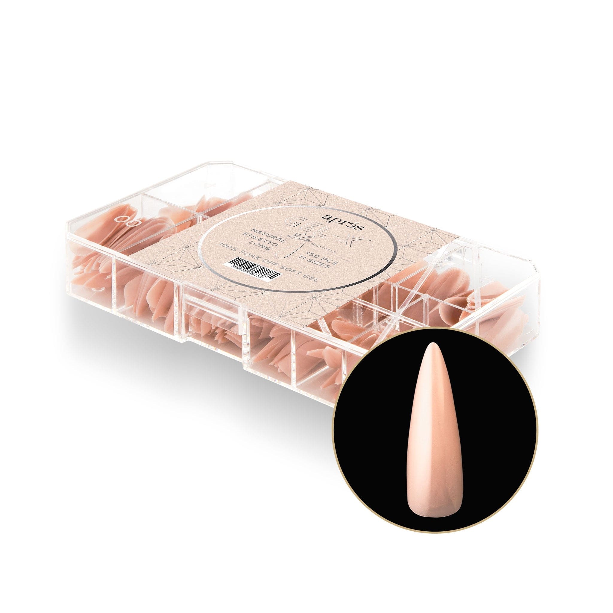Apres Gel Xâ„¢ NEUTRALS Box of 150pcs Lila Natural Stiletto Tips - Image 3