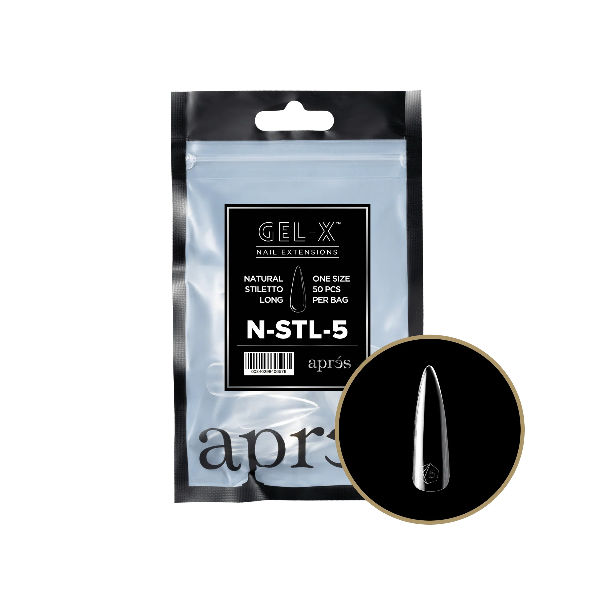 Apres Refill Bags (50pcs) Natural Stiletto Long - Image 12