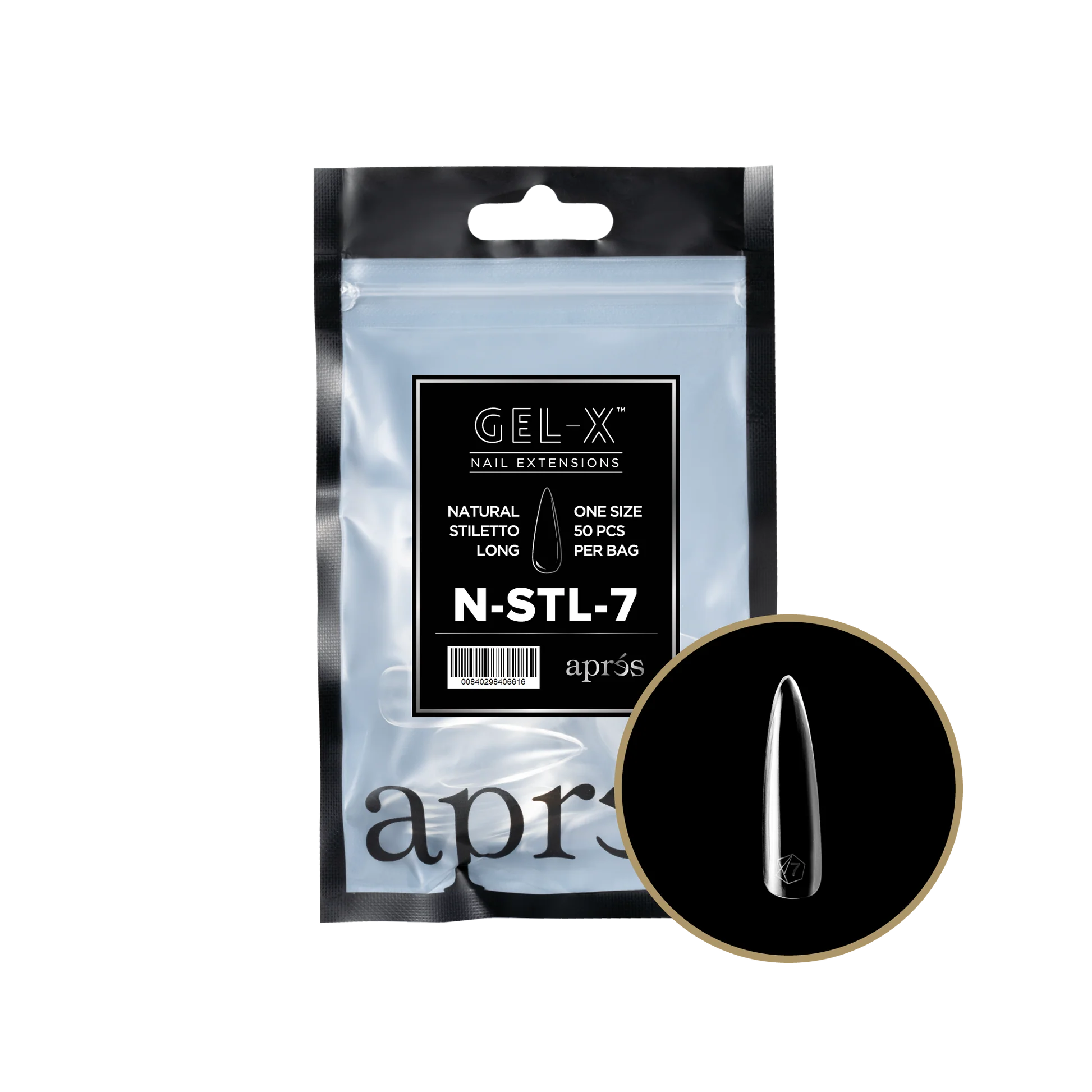 Apres Refill Bags (50pcs) Natural Stiletto Long - Image 18