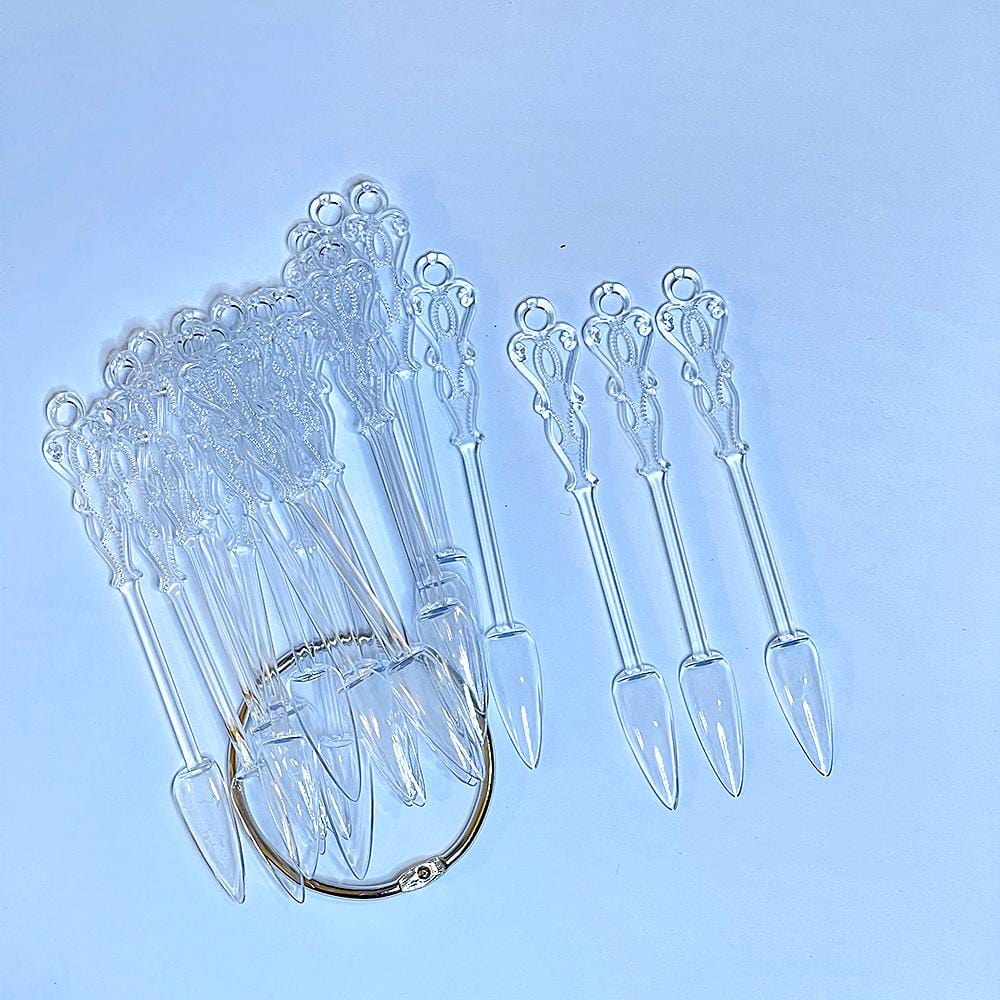 JNBS Nail Swatch Sample Display Clear Stiletto & Pattern Handle (Bag of 25pcs)