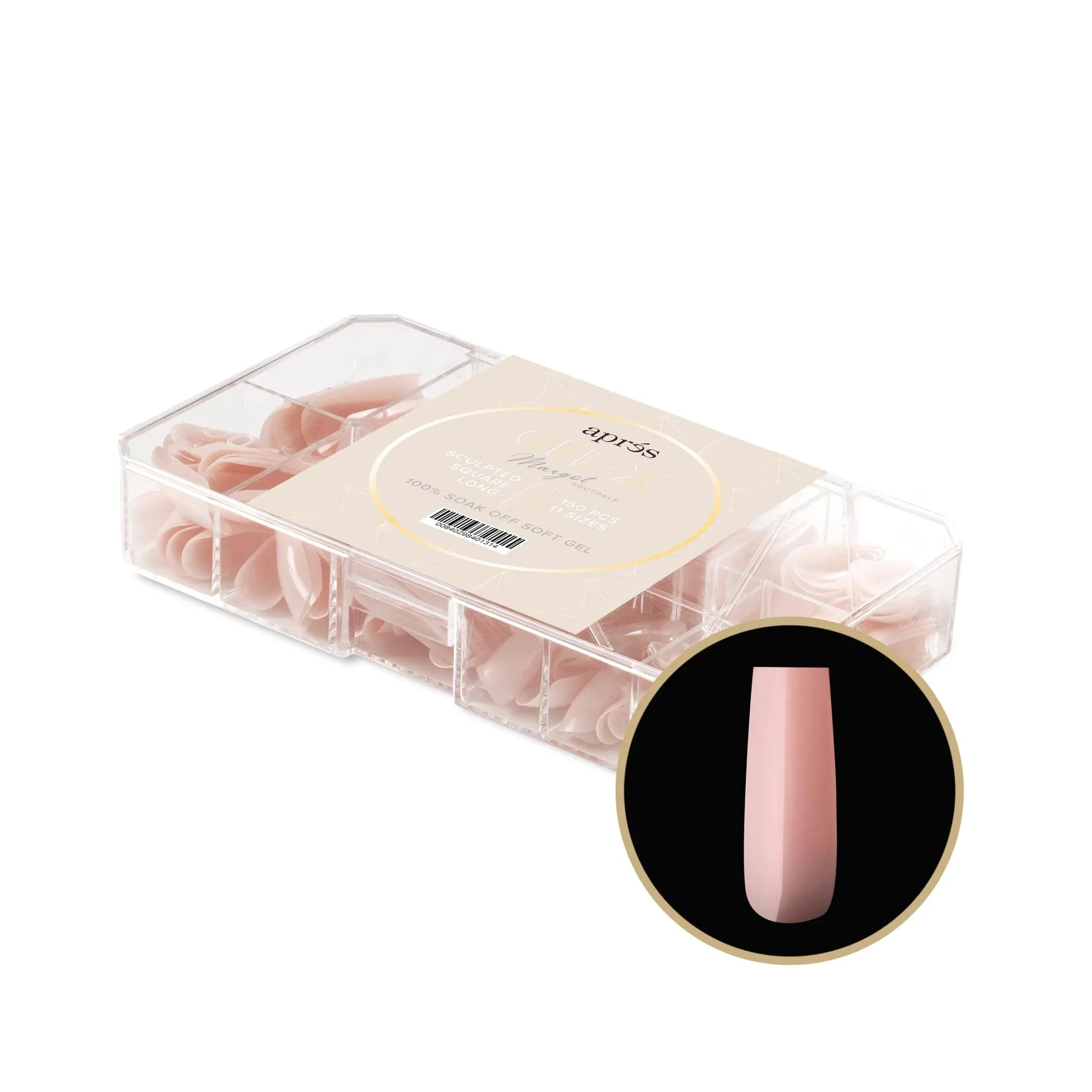 Apres Gel X™ NEUTRALS Box of 150pcs Margot Sculpted Square Long Tips