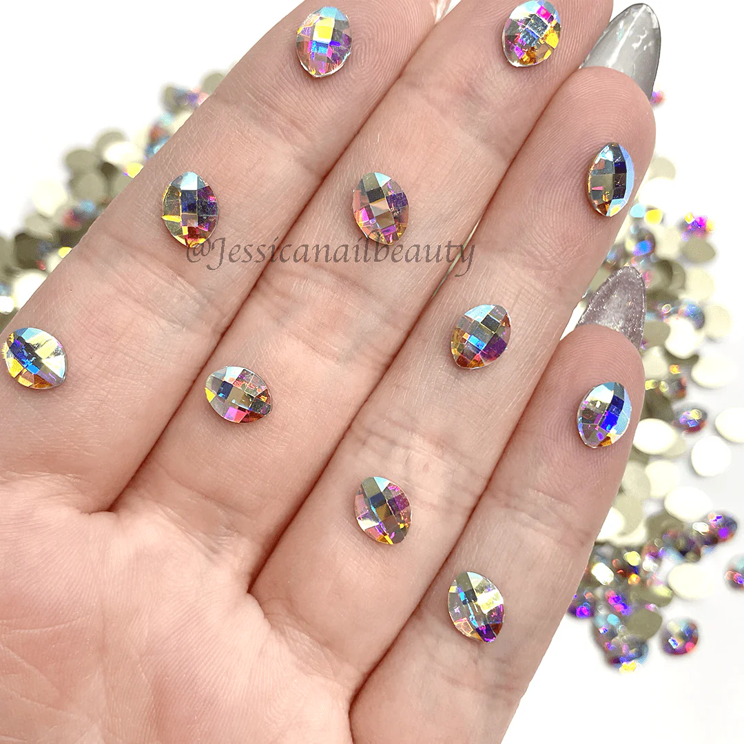 JNBS Crystal Rhinestone Oval Pure Leaf Flatback  Crystal AB (Bag of 20pcs) - Image 2