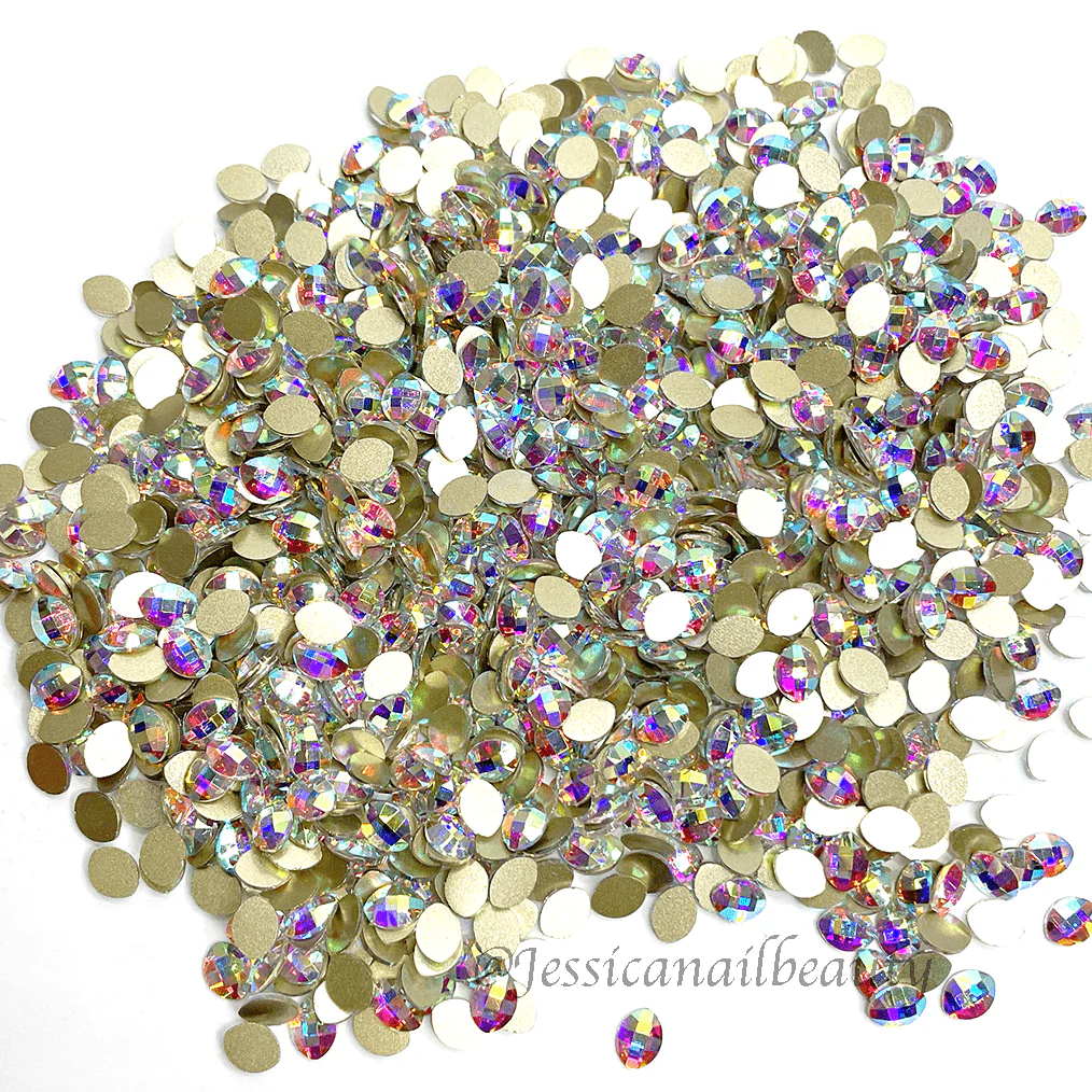 JNBS Crystal Rhinestone Oval Pure Leaf Flatback  Crystal AB (Bag of 20pcs) - Image 3