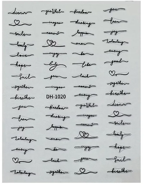 Nail Decals Black English Letter String Nail Stickers DH-1020