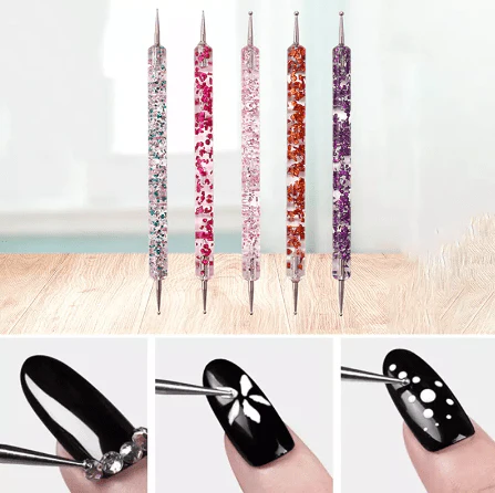 JNBS Nail Art Brush Sequin Double head Pointing Pen 5pcs - Image 3
