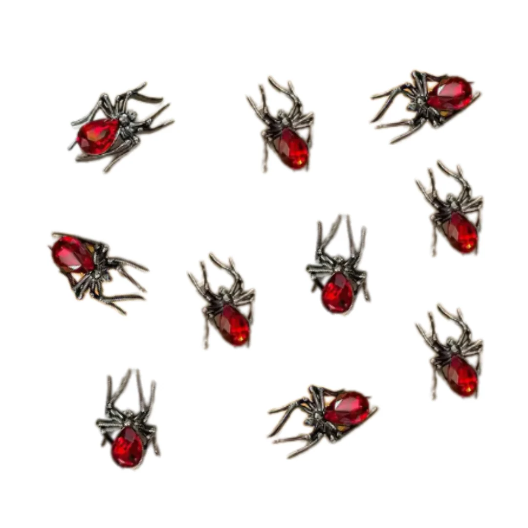 JNBS Nail Charm 3D Ruby Spiders 7937 (6pcs)