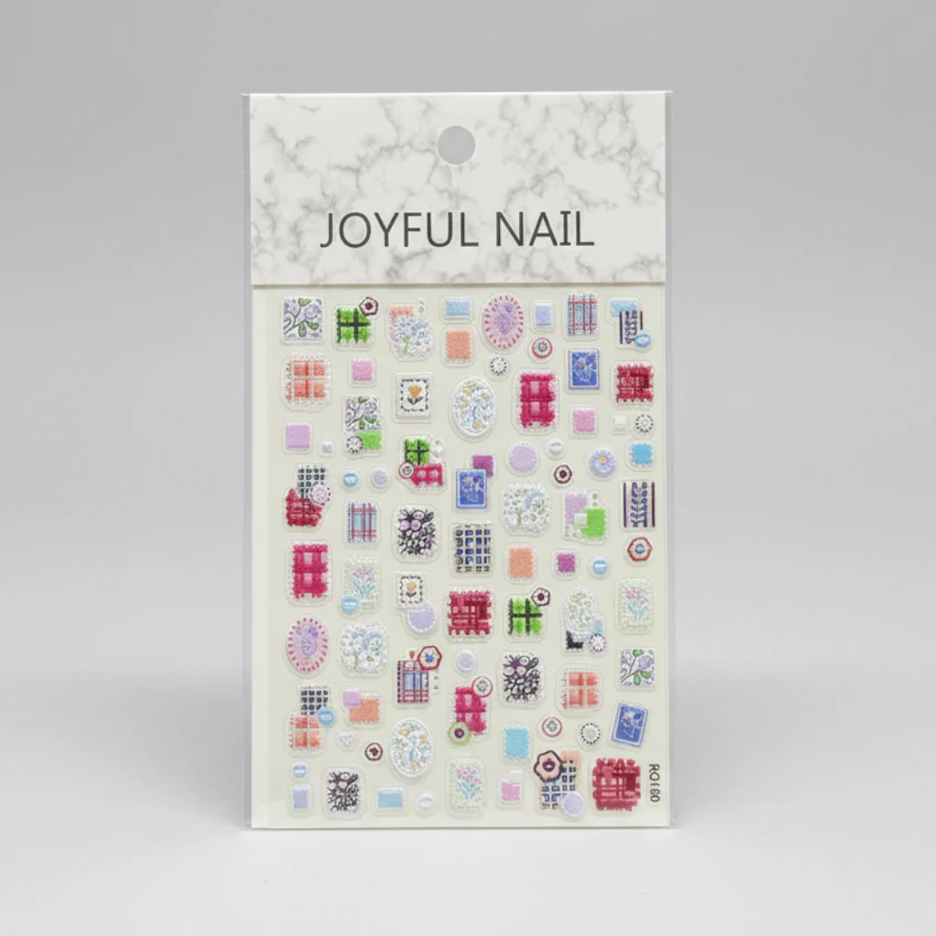 Joyful Nail 3D Vintage Floral Frame Embossed Nail Stickers RQ180