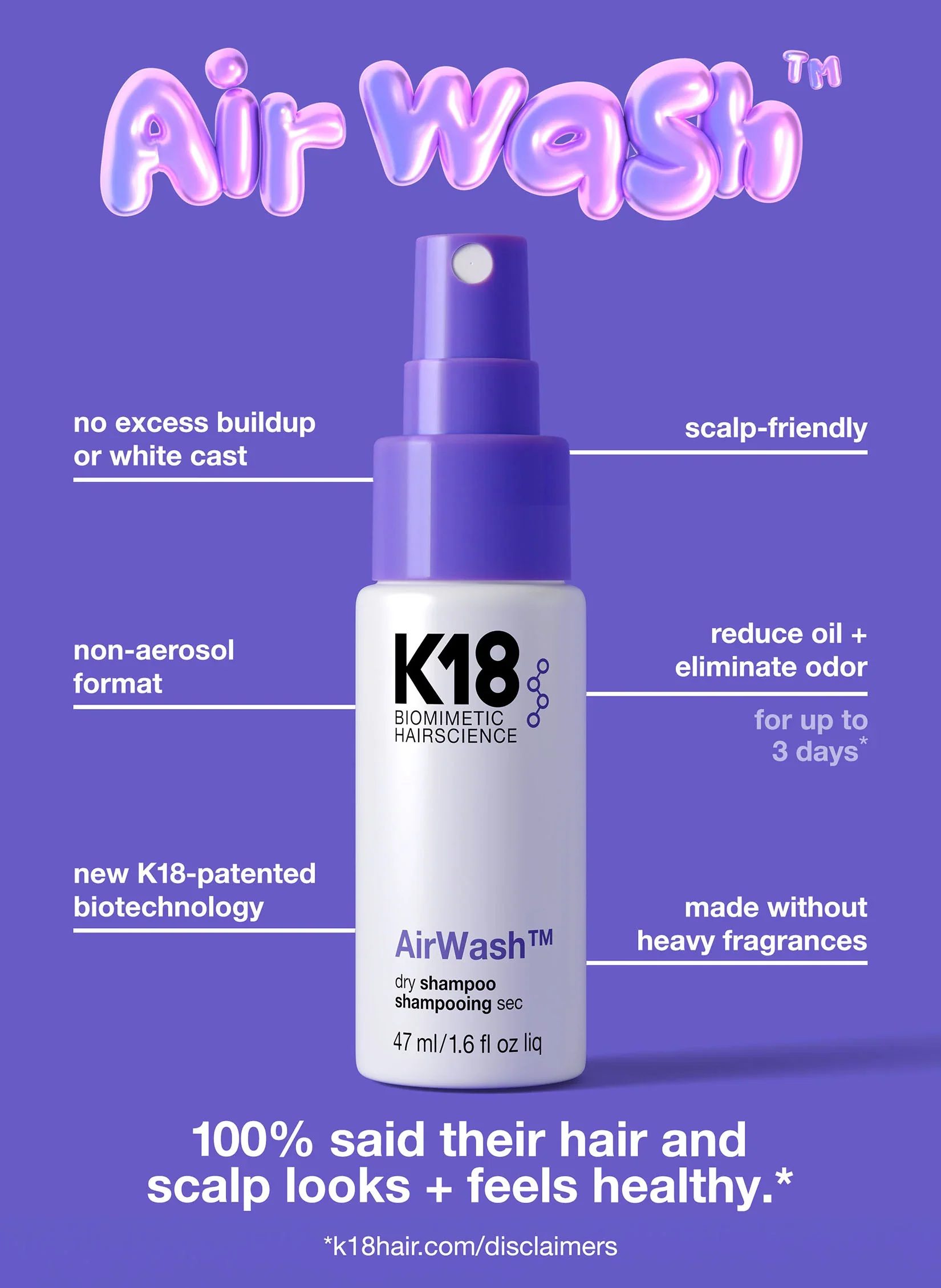 K18 Biomimetic Hairscience AirWash Dry Shampoo - Image 3