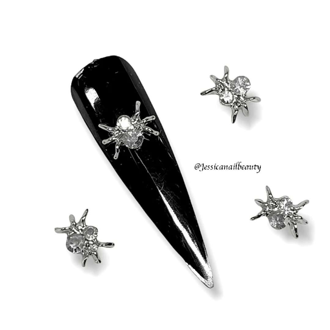 JNBS Nail Charm 53 Halloween AB Rhinestone Spider ( 3pcs ) - Image 2