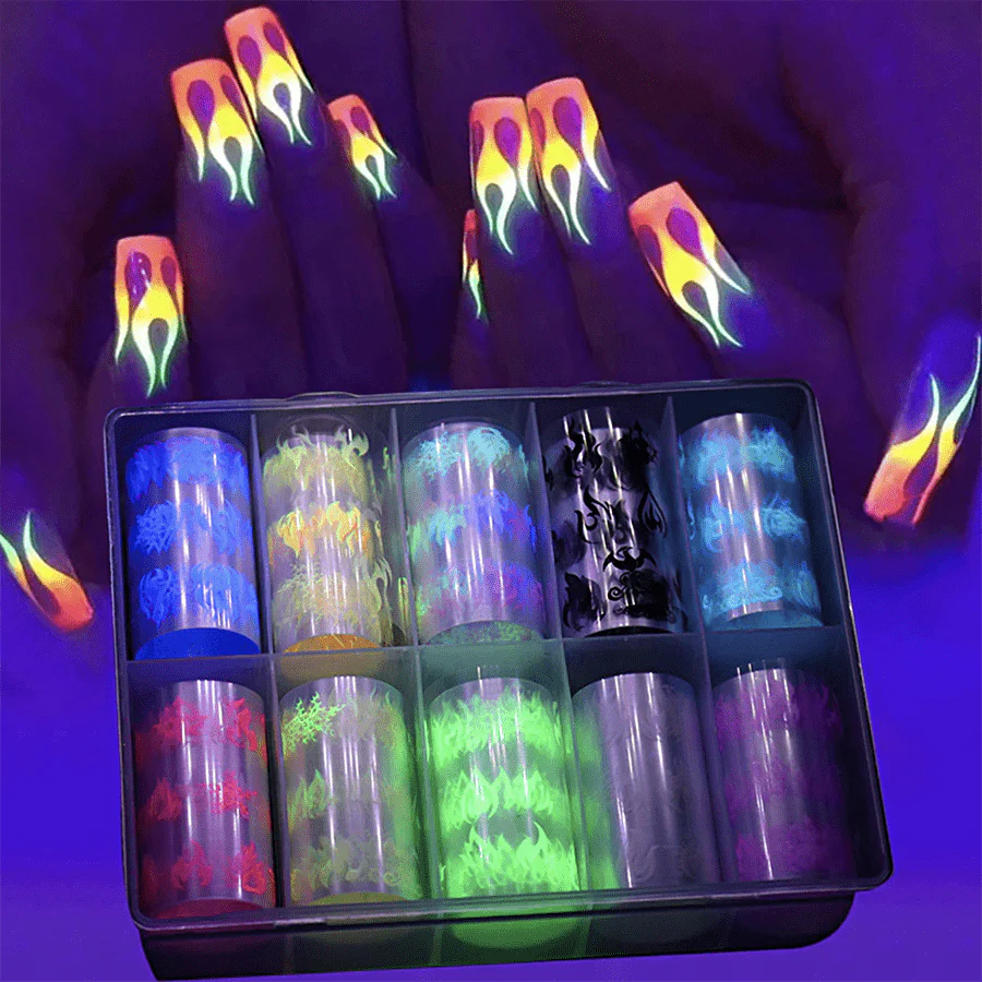 JNBS Nail Foil  Fire Flame Glow In The Dark - Image 2