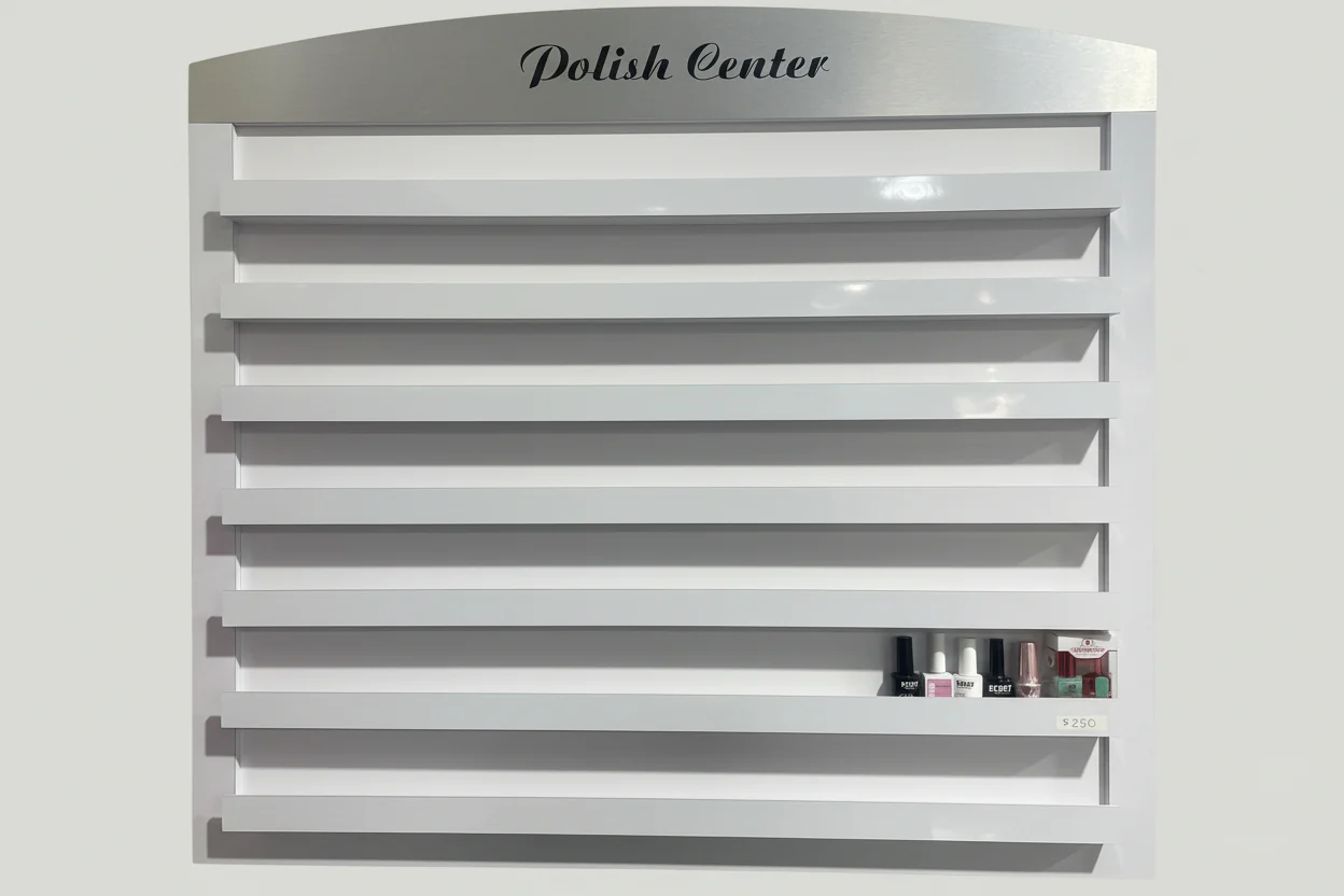 Nail Rack White Silver Wall Mount (Please Call JNBS to Order)