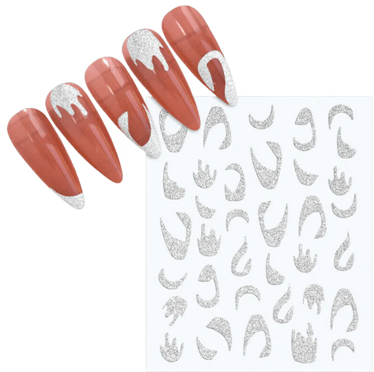 JNBS Nail Sticker 3D Shiny Silver Glitter Diamond - Image 5