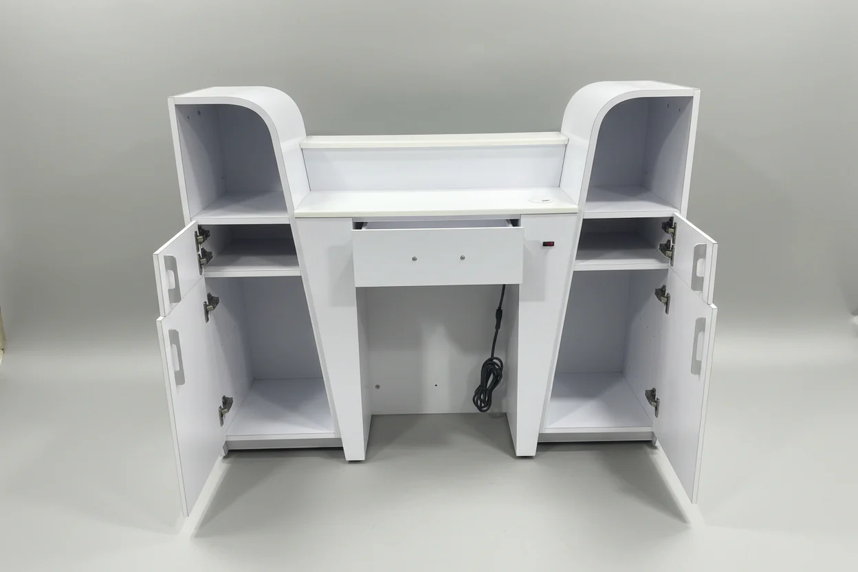 Nail White Reception Desk (Please Call JNBS to Order) - Image 4