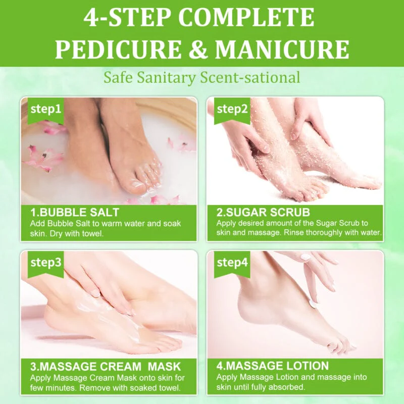 NBC BeautiLab BUBBLE SPA Deluxe Pedicure Kit (4Step) GREEN TEA - Image 3