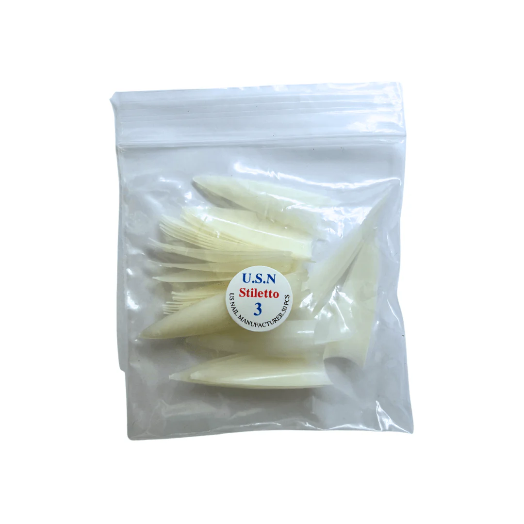 U.S.N Stiletto Natural Nail Tips Refill Bag (Bag of 50 pcs) - Image 6