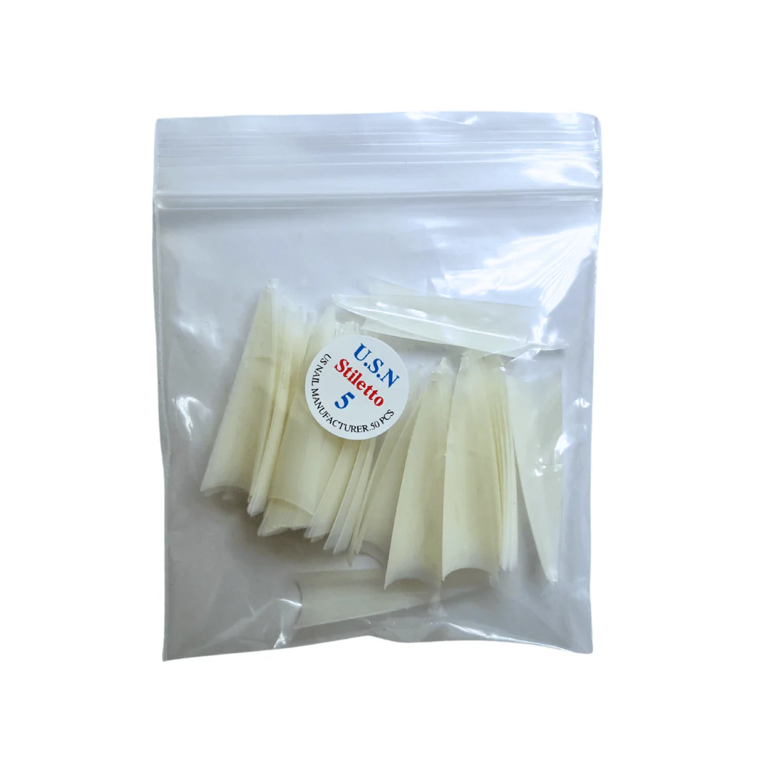 U.S.N Stiletto Natural Nail Tips Refill Bag (Bag of 50 pcs) - Image 8