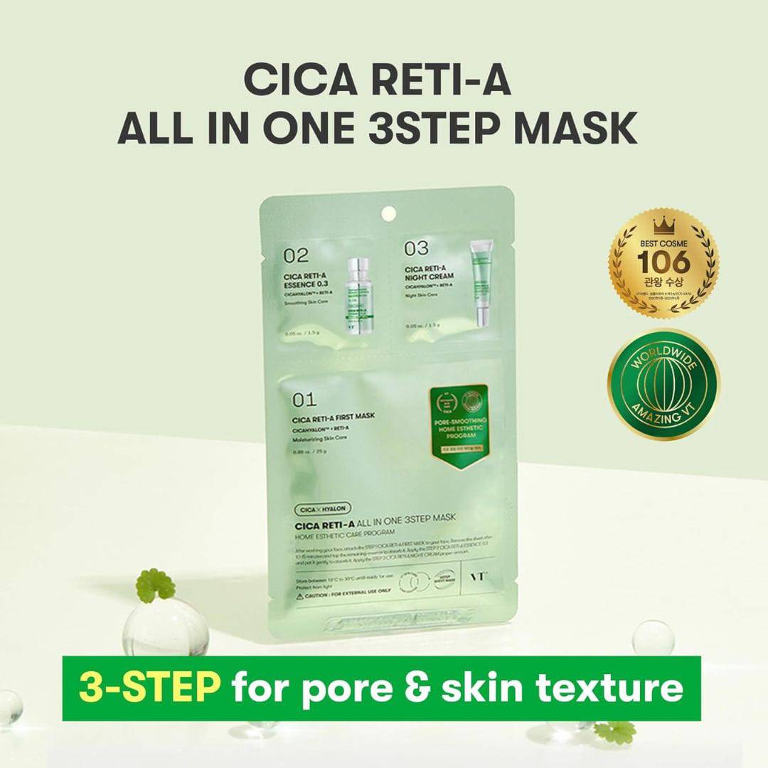 VT COSMETICS Cica Reti-A All In One 3 Step Mask - Image 4